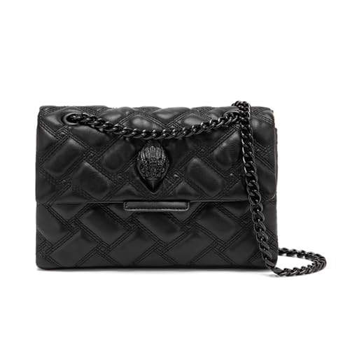 Rejolly Crossbody Shoulder Bag for Women PU Leather Quilted Purse Flap Cluth Handbag with Chain Strap Black