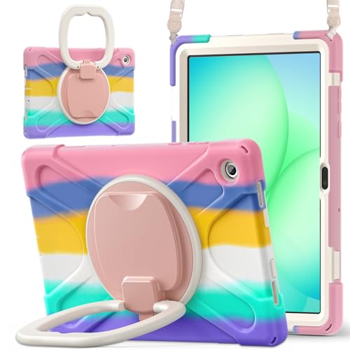Housse Samsung Galaxy Tab A11+ antichoc rose avec bandoulière de voyage