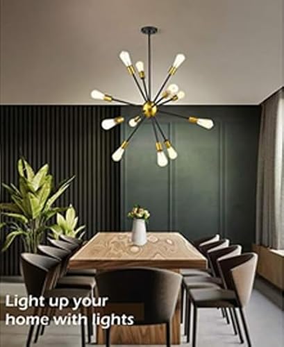 Nautical Replica Hub Modern Sputnik Chandelier 12-Light Starburst Pendant Lighting Mid-Century Hanging Light Fixture, Black and Gold Brushed steampunk buy now online Nautical Replica Hub Modern Sputnik Chandelier 12-Light Starburst Pendant Lighting Mid-Century Hanging Light Fixture, Black and Gold Brushed steampunk buy now online