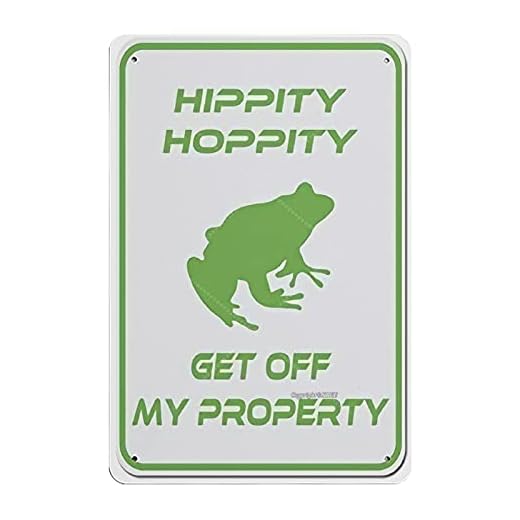 XREE Hippity Hoppity 'Get Off My Property' groda poster plåtskylt affisch väggdekor retro metallplakett modern rum vintage skylt hängande rustik heminredning 20 x 30 cm