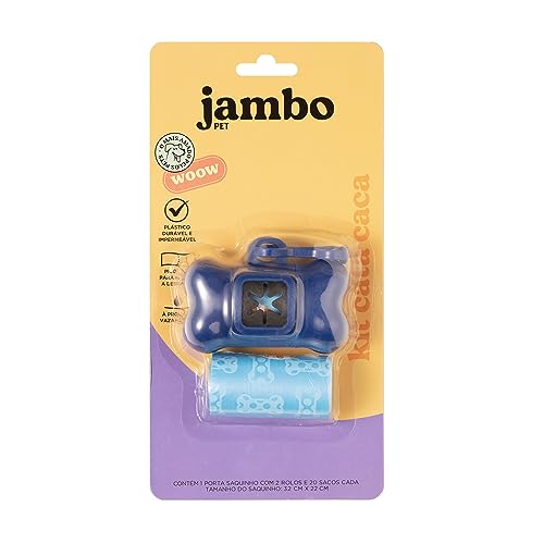 JAMBO PET, Kit Saquinho e Suporte Cata Caca Para Cachorro, 2 Rolos, Prático, Higiênico E Resistente,