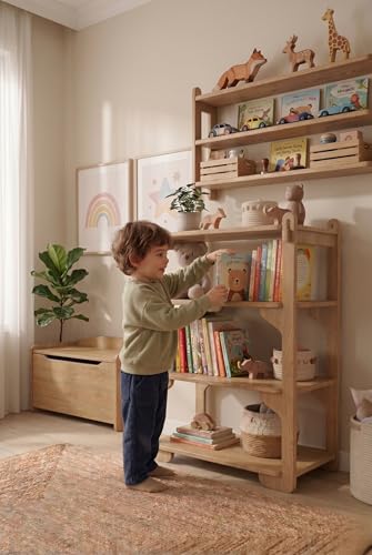 Montessori Çocuk Kitaplığı ve Oyuncak Rafı Vidasız Geçmeli Sistem 18 mm Mdf