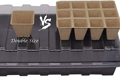 macoya Seed Starter Kit with 100 Peat Pots for Seedlings Seed Starter Tray Plastic Growing Trays 20 Plant Labels Outdoor or Indoor Herb Garden Nursery