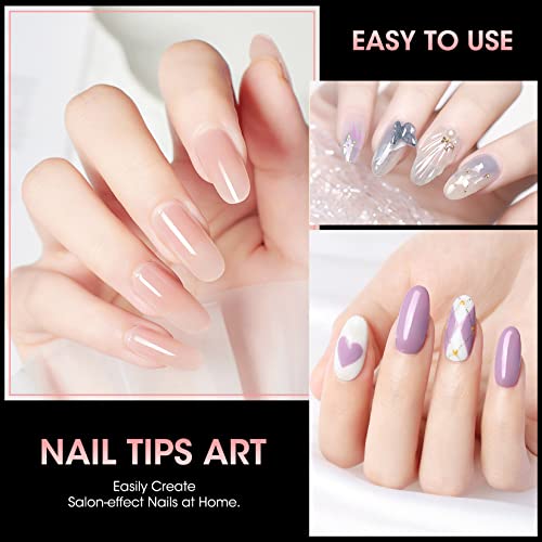 Buqikma Nail Tips Short Oval - 600Pcs Oval Short Nail Tips Half Cover French Tips Round Shape Half Cover False Acrylic Nails Artificial Tips For Diy & Salon (With Handle - Clear) #TOP7