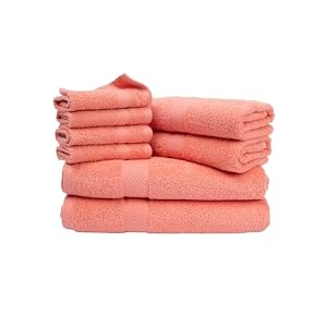 Maple Threads Super Absorbent 100% Cotton Towels, 450 GSM, Set of 8 (Pink)