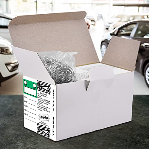 Image of Versa-Tags 250 Per Box, Self-Protecting Paper Key Tags with Chrome-Plated Split Rings Perfect for Car Truck Or RV Dealers Top Stripe Green