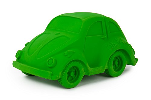 Oli & Carol - Juguete Baño de Caucho Natural, Coche de juguete, Carlito, Verde, 9 cm