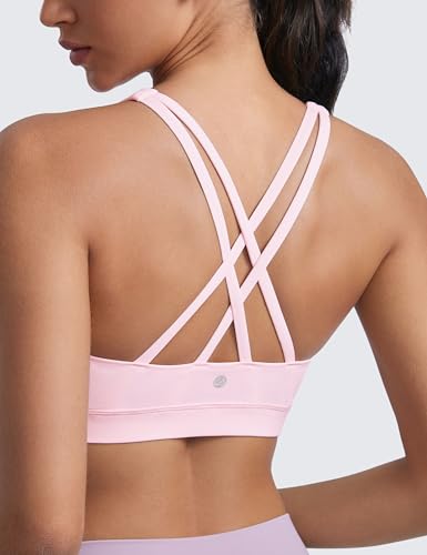 Image of CRZ YOGA Naked Feeling Strappy Sports Bras | Medium Support, Removable Pads, Yoga, Sleek, Scoop Neck, for Women