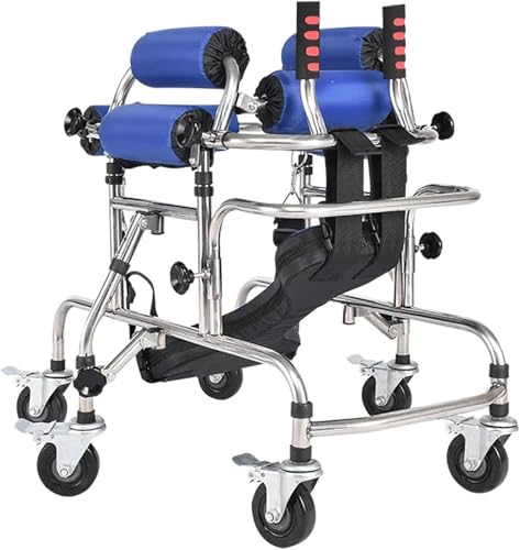 Caminador Andador Aluminio para Niños, con Asiento Acolchado Andador de Pie para Rehabilitación Médica, para el Entrenamiento de las Extremidades Inferiores, para niños con una altura de 90-130CM