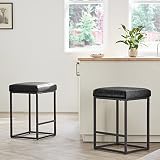 YOUDENOVA 24" Counter Height Bar Stools Set of 2, Modern Stools for Kitchen Counter, Leather Counter