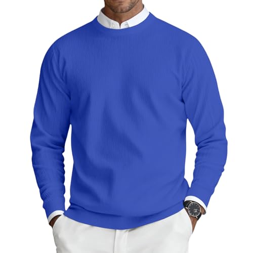 Image of Mens Jumpers UK Sweaters Crew Neck Jumpers Knitted Pullover Men Soft Sweater Lightweight Classic Sweat Shirts Long Sleeve Sweatshirts 01-Brown XXL