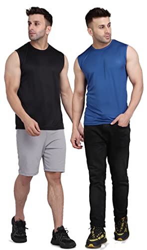 Image of Men's Regular Fit Sleeveless T-Shirt (Pack of 2)