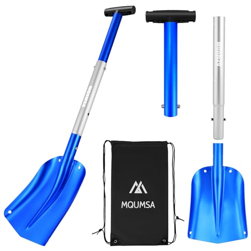 MQUMSA Portable Colorful Telescopic Aluminum Car Adjustable Extended Edition Snow Shovel (Blue + Silver)