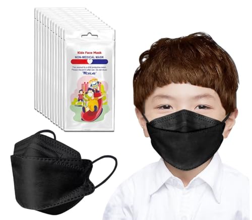 Disposable Face Masks for Kids, Black Face Mask, Kids Masks,4 Layer Face Masks, 50 PCS