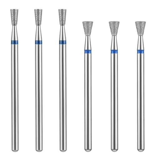 Set di 6 punte per fresa per unghie in carburo di tungsteno, coniche, micro punte per cuticole, punte multiuso, fusto da 3/32 pollici, rimozione della cuticola, manicure, pedicure, lucidare le
