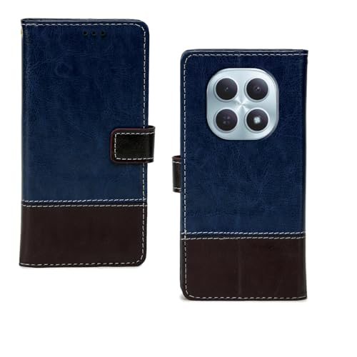 Image of amazon basics Redmi Note 15 5G Flip Cover | Card Pockets Wallet & Stand | Flip Cover for Redmi Note 15 5G (Blue Coffee)