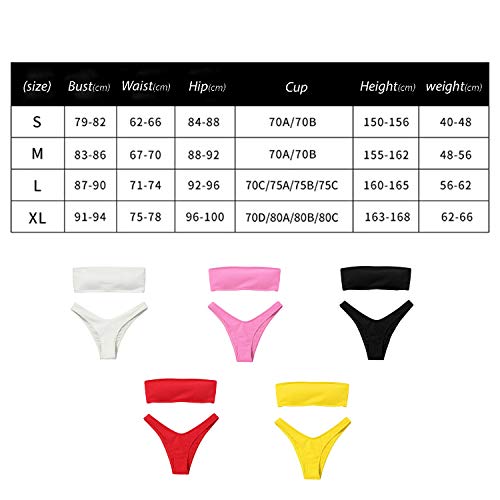 ERYUE Conjuntos de biquíni de duas peças, Mulheres Biquíni Conjunto Fora do Ombro Sem Mangas Sólido