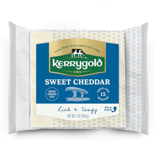 Kerrygold Skellig FW Wedge, 7 Ounce All-Natural Irish Cheddar Made with Milk from Grass-Fed Cows