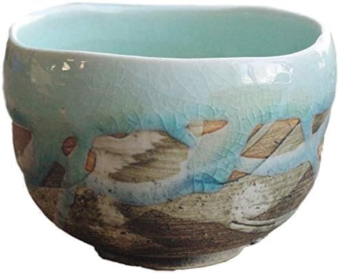 Japanese Mino Ware Pottery Matcha bowl 4.33 Inches Diameter Japanese Tea Cup for Tea Ceremony, Skyblue Crackle Glaze Pattern M58610 from Japan