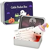 JULEASEL Little Pocket Boo, Cute Mini Boo in Tin Box, Adopt a Ghost, Travel Buddy, Spooky Gift for Friends, Coworkers, Ghost Lovers