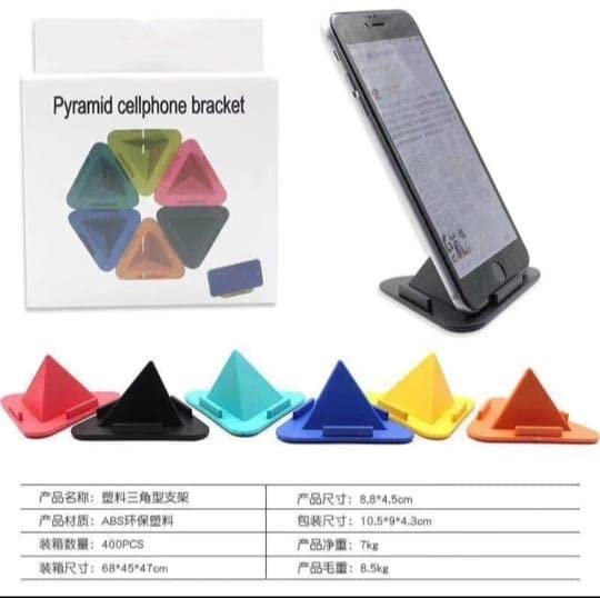 Image of Pack of 6pc Pyramid Triangle Shape Mobile Holder Table Anti Slip, Safe, Multi Angle Table Mobile Holder, Mobile Mount,