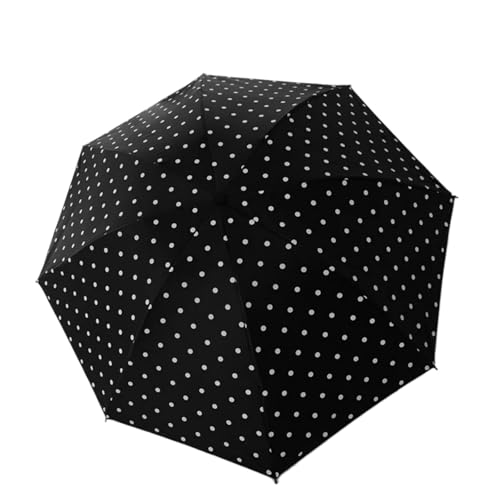 FQLFBHBG Travel umbrella multi-functional Fashion Polka Dot Automatic Folding Umbrella Black Coated Sunproof Rainproof Compact Travel Umbrella(Balck1)