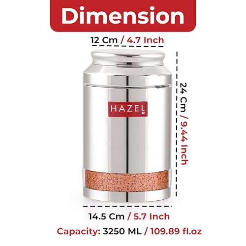 Image of HAZEL Steel Transparent Airtight Jar 3250 ML - Set of 2 | Storage Container for Grains, Pulses & Snacks