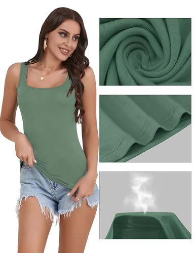Image of BQTQ 5 Pack Women's Tank Tops Square Neck Sleeveless Ladies Tank Top Undershirts