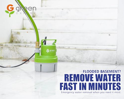 Image of Green Expert Submersible Utility Water Pump 1 /6 HP, Electric Water Removal Pump for Flooded Basement, Pool, Hot Tub, Garage, Yard, Window Well Drainage, Portable Emergency Pump