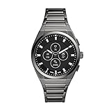 Fossil Men's 42mm Everett Stainless Steel Hybrid HR Smart Watch, Color: Smoke (Model: FTW7054)
