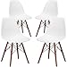 Poly and Bark EM-105-WAL-WHI-X4 Eames Style DSW Side Chair with a Walnut Base (Set of 4), White
