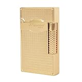 JTDunant Classic LE Grand Lighter, Clear Ping Sound, Refillable, Vertical Ignition Roller, Adjustable Soft Flame, Gift for Men Dad Boyfriend Husband (Gold)