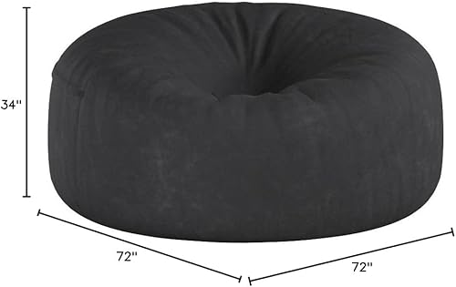 Miniatura 3 de Chill Sack - Puff Puff gigante de espuma viscoelástica de 6 pies Sofá grande con funda de microfibra suave color carbón