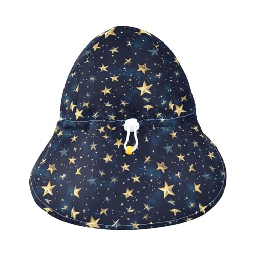 Toddler Sun Hat Boys Caps Girl UPF 50+ Protection Large Brim Traveling Swim Hat Gold Stars Abstract Black Pattern3