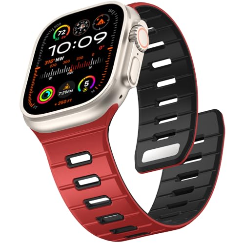 Odbeai Magnetic Sport Band Compatible with Apple Watch Ultra 3 2/Ultra Band for Men 49mm 46mm 45mm 44mm 42mm,Strong Magnet Outdoors Durability Soft Silicone Strap for iWatch All Series 11 10 9-1 SE