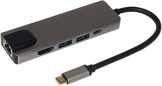UKCOCO Type Hub Ethernet 1PC 5 in 1 USB C 2 USB Type-C 3.0 Ports Gigabit Ethernet Port Compatible with MacBook XPS13 Laptop USB Type Hub