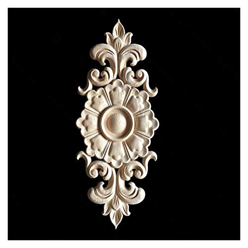 Onlays and Appliques Moulage de garniture en bois décoratif pour meubles à domicile, bois massif Applique d'incrustation de meubles de meubles non peints, décalques de la porte, sculpture en bois appl Cover