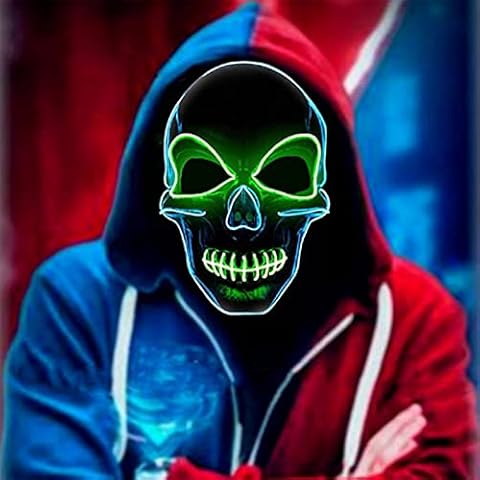 Voneta Halloween LED Light Up Mask Specially Designed for Halloween Party Cosplay LED Mask (Skeleton) Cover