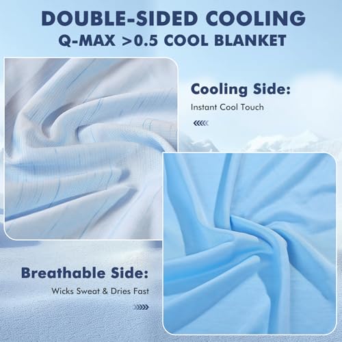 Image of Elegear Double-Sided Arc-Chill 3.0 Cooling Blanket for Hot Sleepers, Twin | Q-Max>0.5 Cooling Fabric, Absorbs Heat to Keep Body Cool, Lightweight Summer Blankets for Night Sweats & Menopause, 59 inchx79 inch