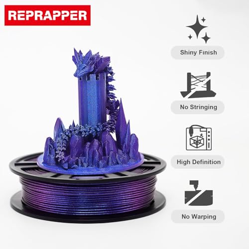 Image of RepRapper Glitter Multicolor Mixed 250g*4 Sample Pack, Shiny Galaxy PLA Filament 1.75mm, Glow in the Dark Green 3D Printer Filament, Sparkle Laser Series 3D Printing Filament for 3D Printer