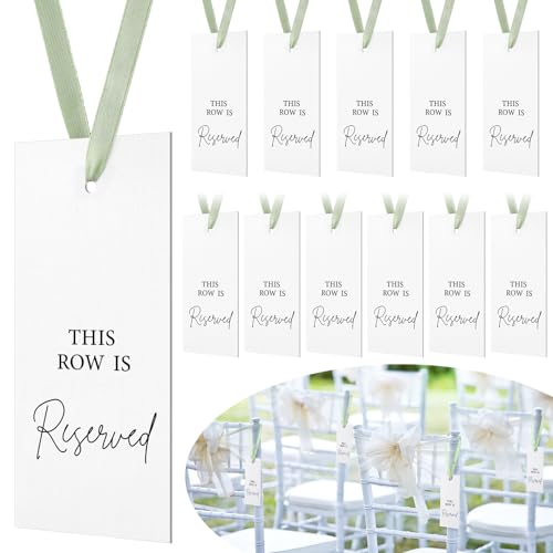 Clabby 12 Pack Paper Reserved Chair Signs Hanging Wedding Reserved Seating Signs Bulk for Ceremony Church Events Pews Restaurant(Sage Green)
