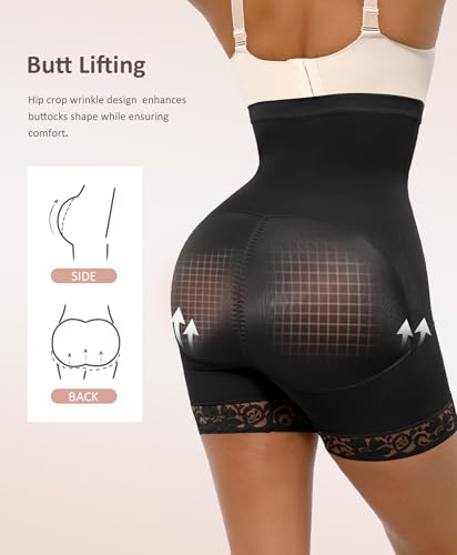 FeelinGirl Butt Lifter Shapewear Tummy Control Shorts Body Shaper for Women with Lace Trim3