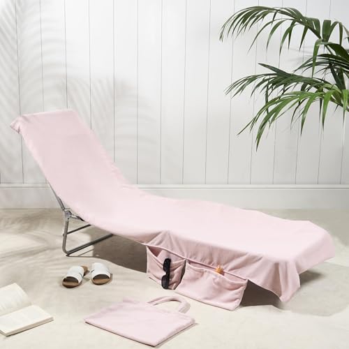 Brentfords Strandtuch mit Tasche für Sonnenliege Rosa, Mikrofaser Handtuch 75 x 215cm – Ansicht 1