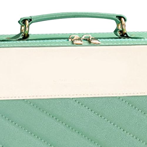 Mallette de maquillage grande capacité imperméable en cuir PU vert avec compartiments - 7
