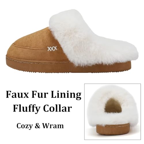 ninecifun women39s and men39s memory foam house slippers faux fur lined indoor fuzzy slippers with no-slip sole slip on suede home shoes warm winter gift for women amp men