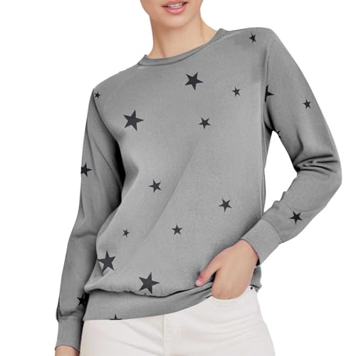 Generisch Jersey para mujer, corte regular, sudadera para mujer, parte superior sin capucha, suéter redondo, estampado estampado, manga larga, tallas grandes, camiseta deportiva cómoda, sudaderas de