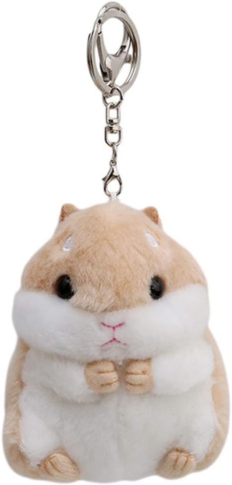 Cute Khaki Plush Hamster Keychain Plush Toy Keychain Charms Wallet Backpack Handbag Charms Automobile Keychains Automotive Trim Women's Key Rings and Keychains Automobile