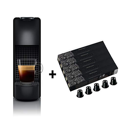 Cafeteira Nespresso Essenza Mini Preta 110V + 50 Cápsulas de Café Ispirazione Ristretto Italiano