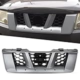 HECASA Front Bumper Grill Compatible with 2006 2007 2008 Nissan Xterra X 2005-2008 Xterra (submodel: Off-Road, S, SE) 62310ZS20A 62310EA000 NI1200220 Grille Painted Bright Gray