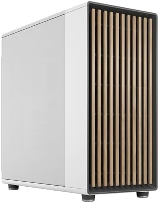 Fractal Design North XL Chalk White Mid Tower PC Case– Mesh Panel, Oak Wood Front, High Airflow E-ATX Chassis, USB Type-C, 3X 140mm PWM Fans, Liquid Cooling Support Gaming Cabinet (FD-C-NOR1X-03)